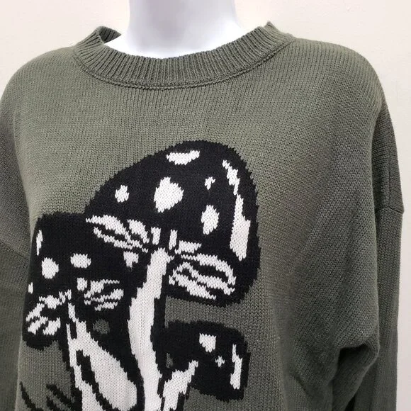 No Boundaries Womens Cropped Mushroom Sweater Size XXL Juniors 19 - Picture 3 of 9